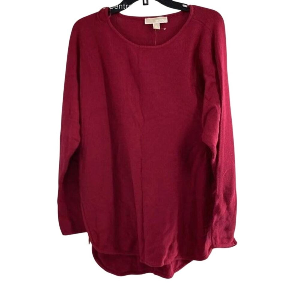 New Michael Kors Womens Red Knitted Long Sleeve Pullover Sweater Top Size XL